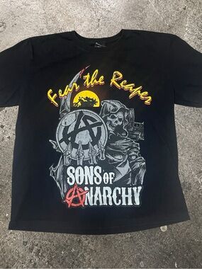 Sons of Anarchy Grunge "Fear the Reaper" Black Graphic Biker Tee Men’s XL